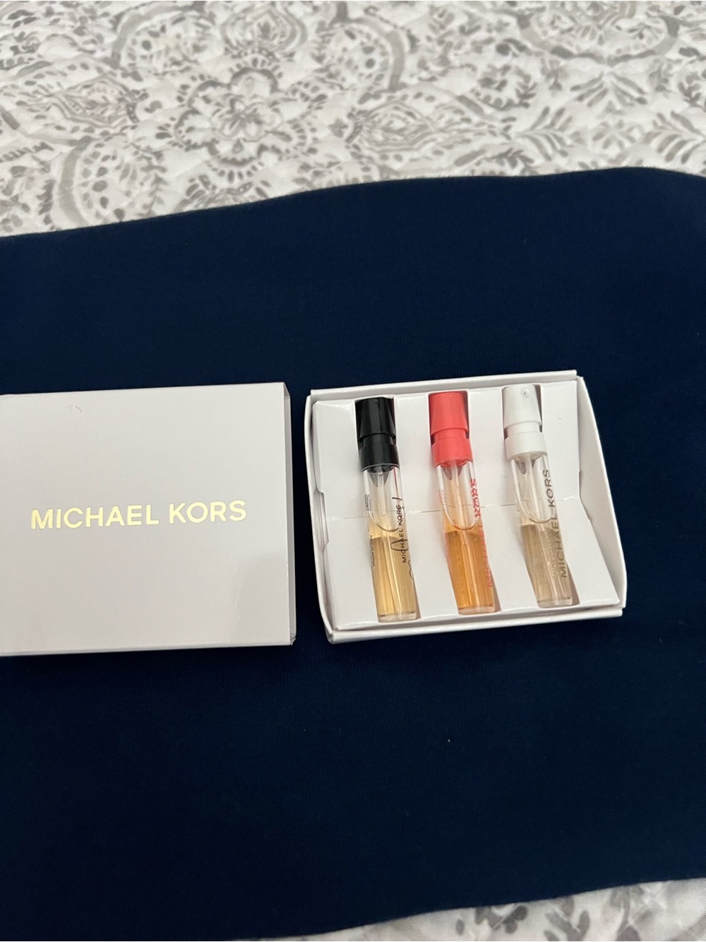 Michael Kors Fragrance Sample Trio — Black, Coral, White Caps